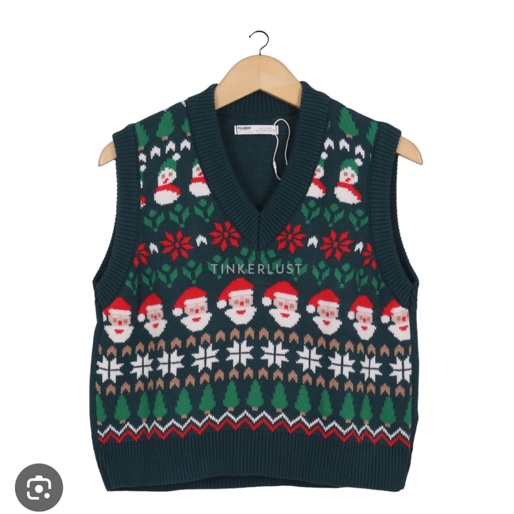 Pull&Bear Green Christmas Sweater Vest